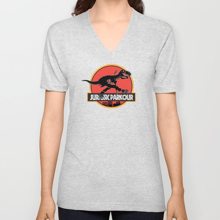 Jurassic Parkour V Neck T Shirt