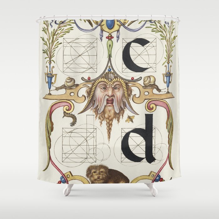 Vintage calligraphy art 'C' and 'D' Shower Curtain