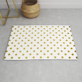 Gradient Gold Polka Dots Pattern on White Area & Throw Rug