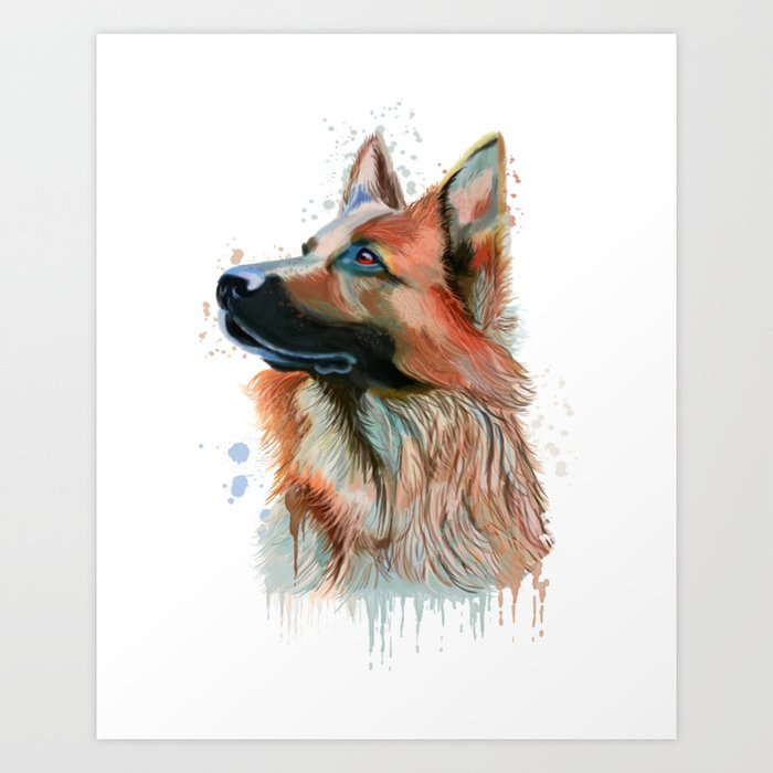 German Shepherd Watercolor German Shepherd Painting German