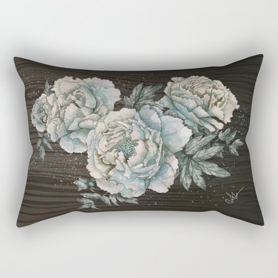 Peony Wood Rectangular Pillow