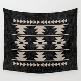 Southwestern Pattern 129 Black and Linen Wall Tapestry