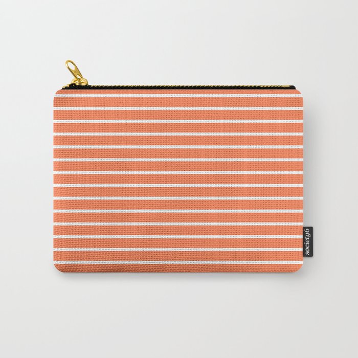 Horizontal Lines (White/Coral) Carry-All Pouch