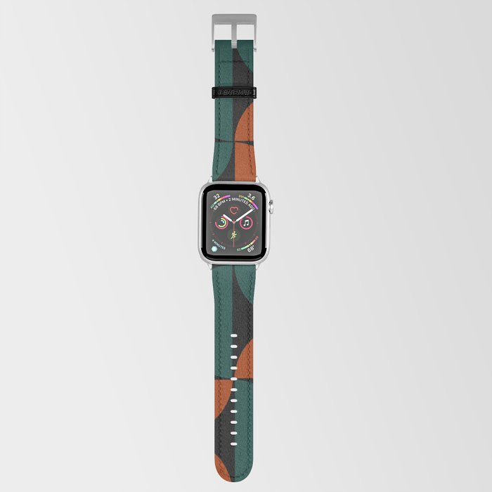 Mid century geometric pattern on black background 4 Apple Watch Band