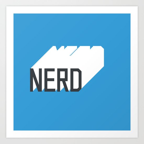 Retro Nerd Blue Art Print