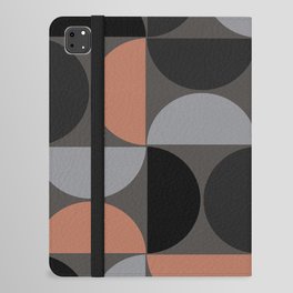 Mid century geometric pattern on grey background 4 iPad Folio Case
