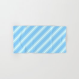 [ Thumbnail: Light Sky Blue and Light Cyan Colored Lines Pattern Hand & Bath Towel ]
