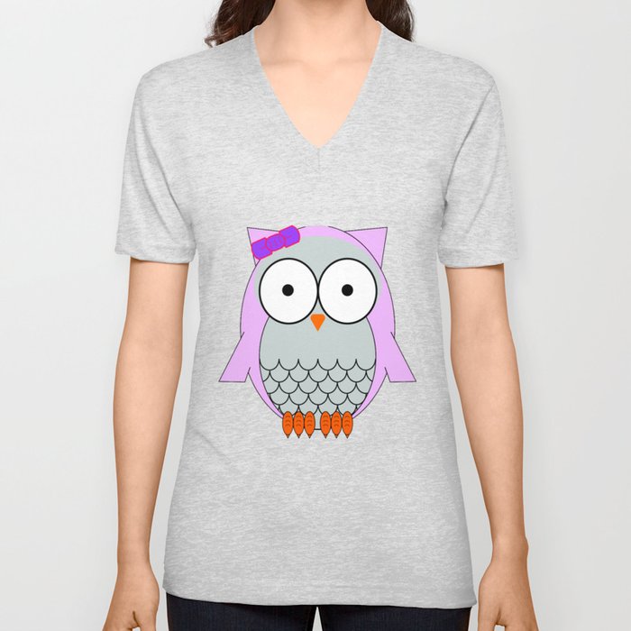 Girl Owl V Neck T Shirt
