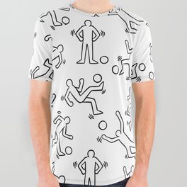 Soccer players doodle pattern. Digital Illustration Background All Over Graphic Tee