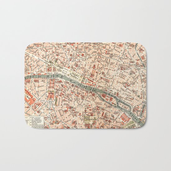 Vintage Map of Paris Bath Mat