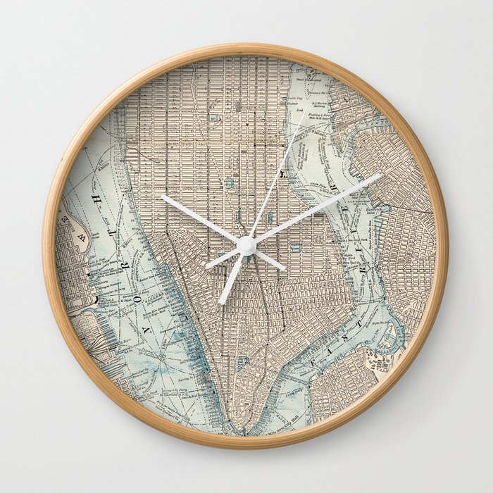 Vintage Map of New York City (1893) Wall Clock