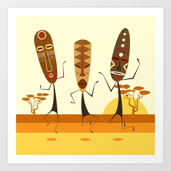 Tribal Mask Dance Art Print