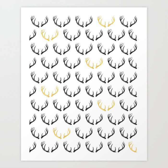 Gold Antlers Art Print