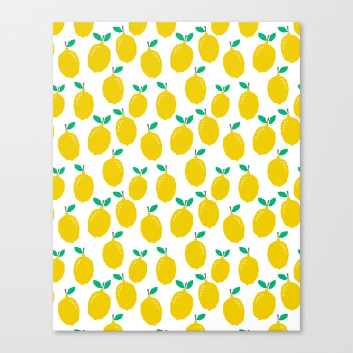 Lemons - Tropical citrus summer fresh modern pattern bright garden vegetables vegan Canvas Print