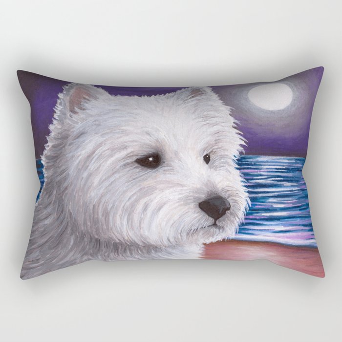 Dog 81 White Westie Dog Rectangular Pillow