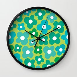 Lime Flower Power Wall Clock