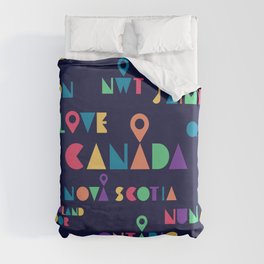 All 13 Canada Provinces and Territories with Maple Duvet Cover