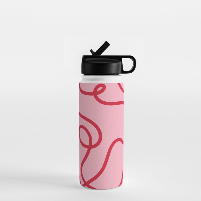 Abstract Lines pink and red Water Bottle by the M studio