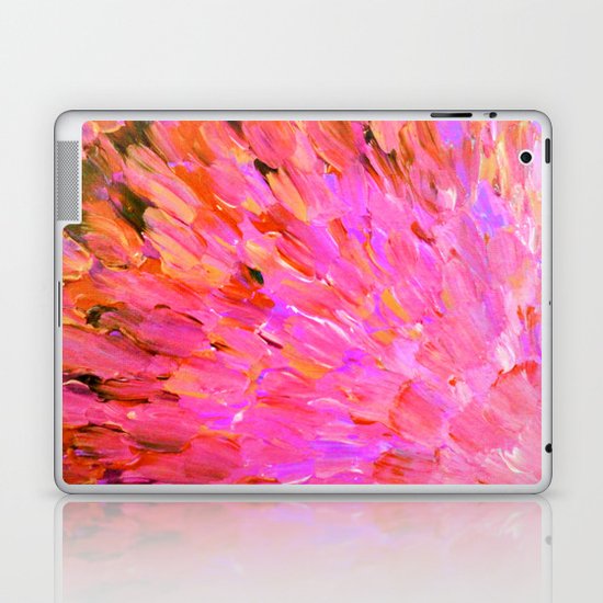 SEA SCALES IN PINK - Hot Pink Feminine Beach Ocean Waves Feathers Abstract Acrylic Painting Fine Art Laptop & iPad Skin