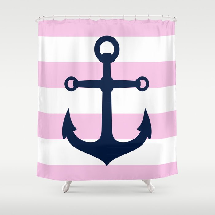 Light Pink Rugby Stripe Shower Curtain, Rugby Stripe Shower Curtain