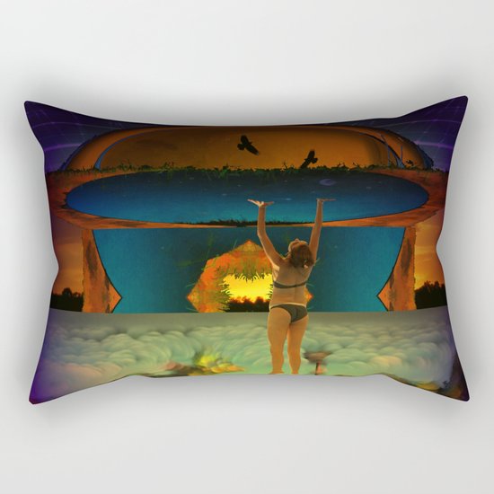 Hanging on is often tricky when the sky descends too quickly Rectangular Pillow