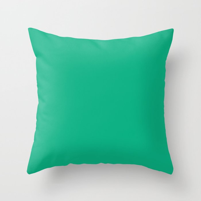 Emerald green. Solid bright green. Throw Pillow