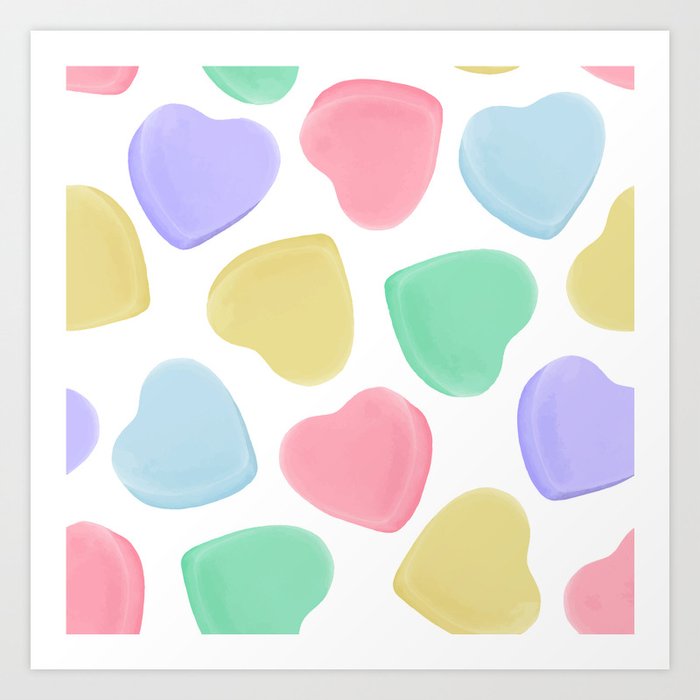Candy Conversation Hearts Pattern Art Print