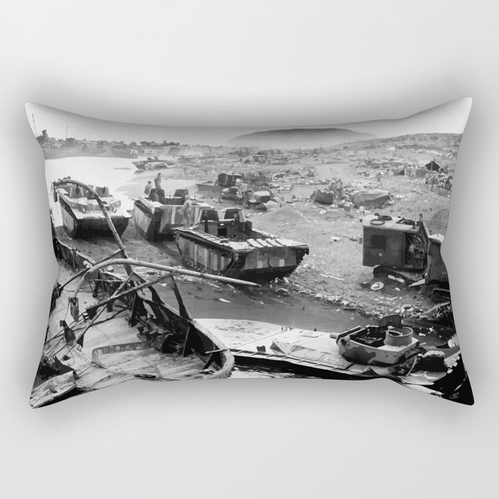 Iwo Jima Beach Painting Rectangular Pillow