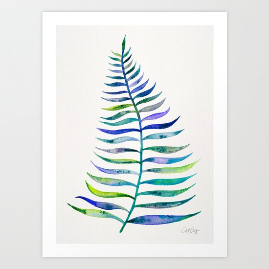 Indigo Palm Leaf Art Print
