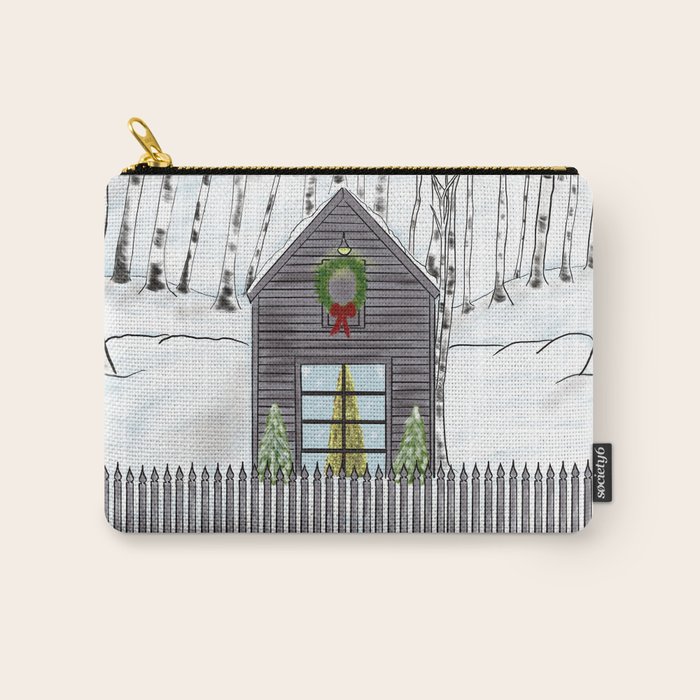 Christmas Cabin In The Snowy Woods Carry All Pouch By Melindatodd