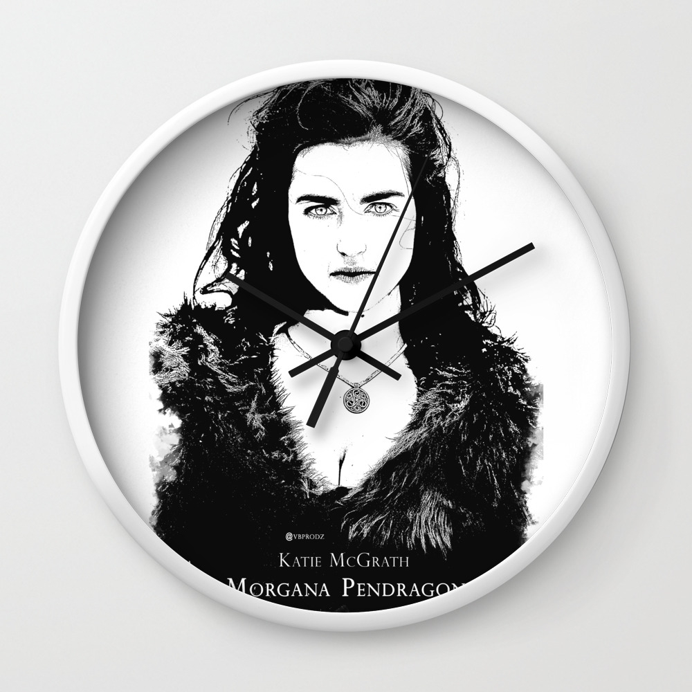 Katie Mcgrath Morgana Pendragon Black And White Wall Clock By Vbprodz