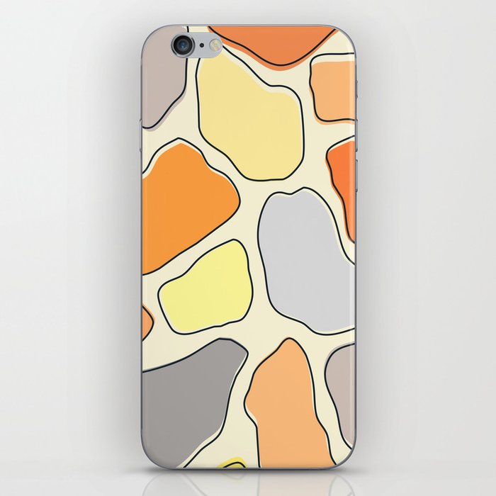 Orange, yellow and grey abstract pebbles pattern iPhone Skin