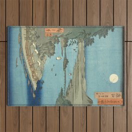 Utagawa Hiroshige, Ishiyama Temple, Lake Biwa, Omi Province - Vintage Japanese Woodblock Print Art 1853 Outdoor Rug