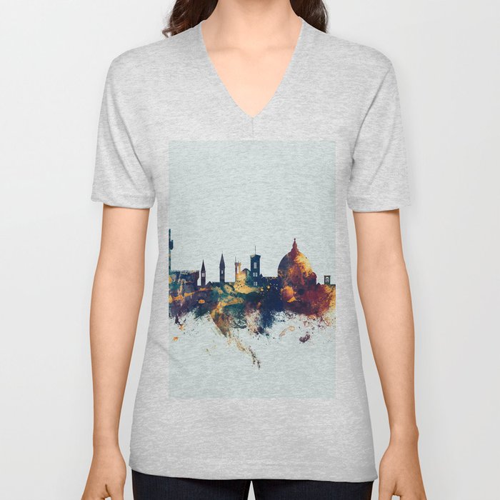 Florence Italy Skyline V Neck T Shirt