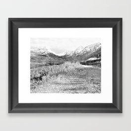 Glen Alps Walk, Grey Scale, Oil Pastel Drawing Framed Art Print