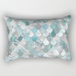 Mermaid Aqua and Grey Rectangular Pillow