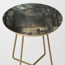 John Atkinson Grimshaw - A moonlit Lane - Victorian Retro Vintage Painting Side Table
