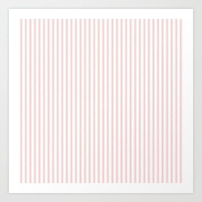 Thin Lush Blush Pink and White Mattress Ticking Stripes Art Print
