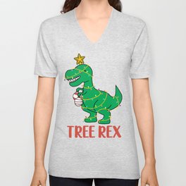 Cute Tree Rex Christmas Tree Dinosaur Holiday T-Shirt V Neck T Shirt