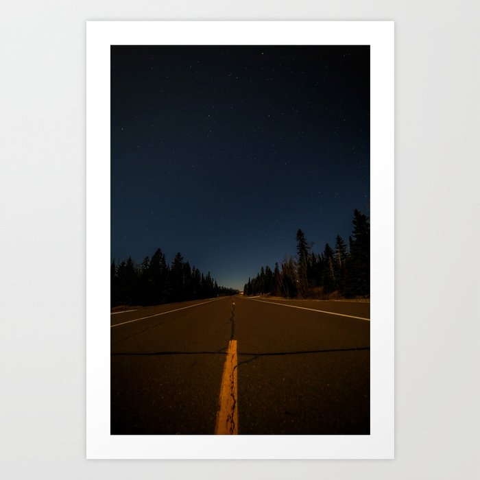 Highway 61 Accompanied by the Bluest of Night Skies Art Print