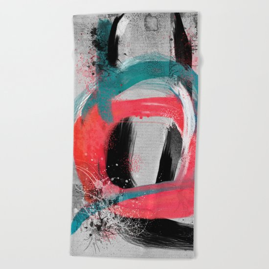 blue meets pink on a cloudy day Beach Towel
