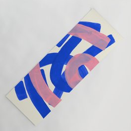 Tribal Pink Blue Fun Colorful Mid Century Modern Abstract Painting Shapes Pattern Yoga Mat