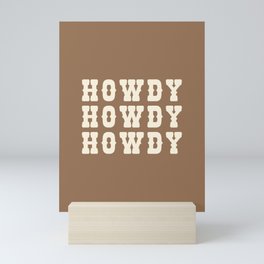 Brown and Beige Howdy Cowboy Design Mini Art Print