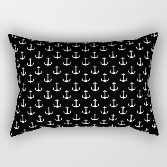 Black and white anchor pattern Rectangular Pillow