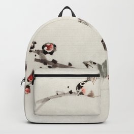 Katsushika Hokusai - Three Birds Perched on Branches, One with Blossoms Backpack | Artwork, Katsushikahokusai, Japan, Birds, Art, Vintage, Animal, Painting, Pattern, Illustration 