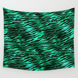 Green Tiger Skin Print Metallic Pattern Wall Tapestry