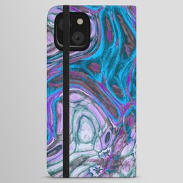 Psychedelic Artwork In Blue And Purple iPhone Wallet Case