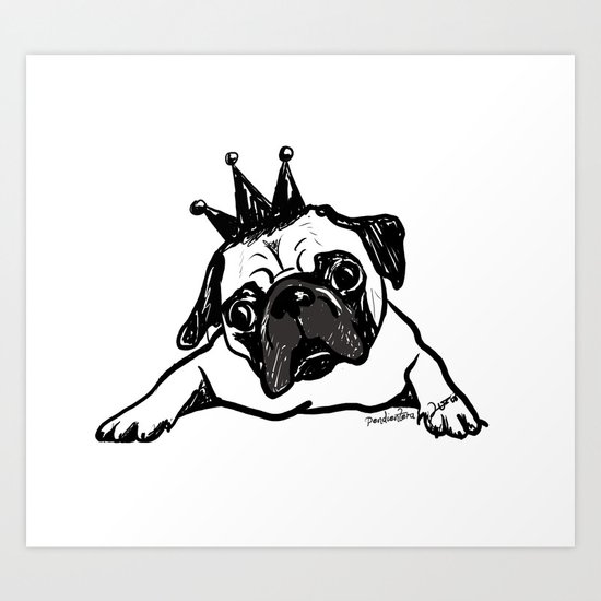 King Pug Art Print