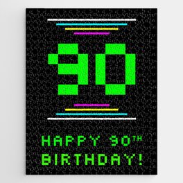 [ Thumbnail: 90th Birthday - Nerdy Geeky Pixelated 8-Bit Computing Graphics Inspired Look Jigsaw Puzzle ]