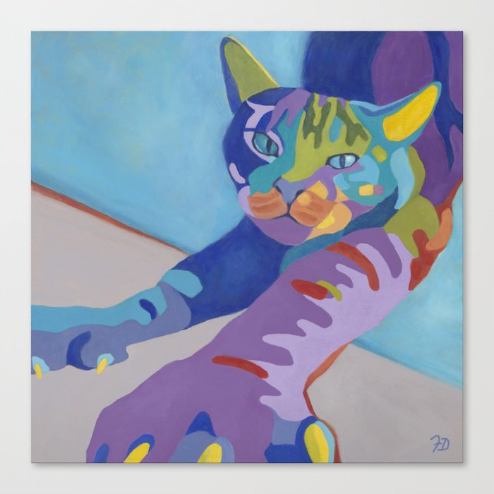 Abstract tabby cat in technicolor Canvas Print